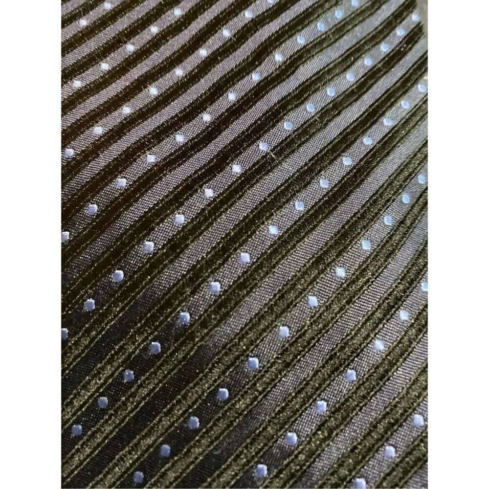 Valerio Gasati men’s vintage blue and black polkadot, silk tie 57